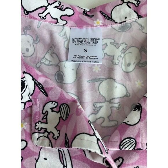 Peanuts SNOOPY Pink Women’s Sz S Pajama PJ Set Pants Long Sleeve Soft Daisies - Picture 4 of 10